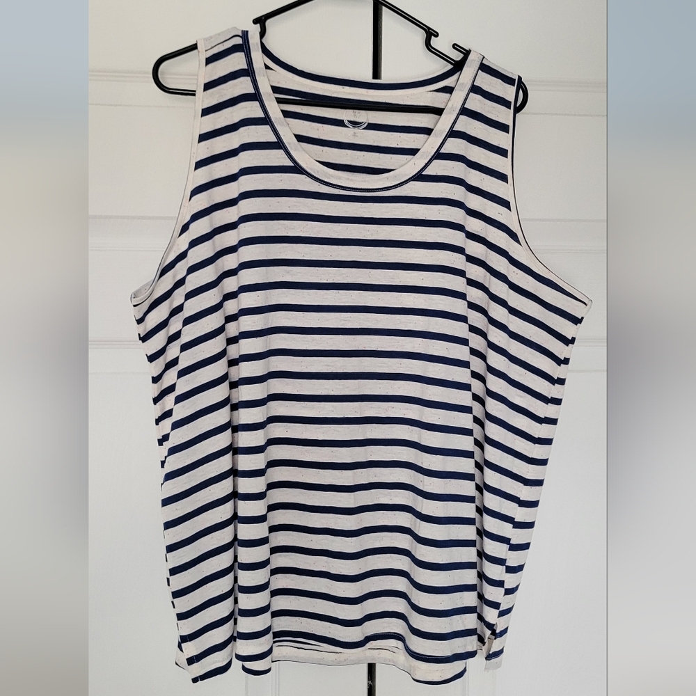 Striped Navy and White Women's Tank Top